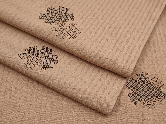 平和屋着物▽極上 印傳 小紋 単衣 雪輪重ね文 梅染色地 逸品 CYAA3555s5