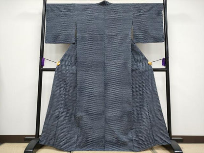 平和屋本店■極上　久留米絣　単衣　鱗文様　綿　逸品　CYAA3567s5