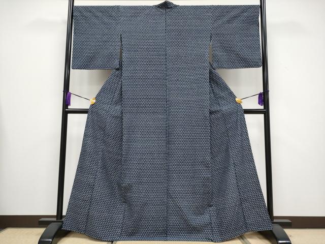 平和屋本店■極上　久留米絣　単衣　鱗文様　綿　逸品　CYAA3567s5