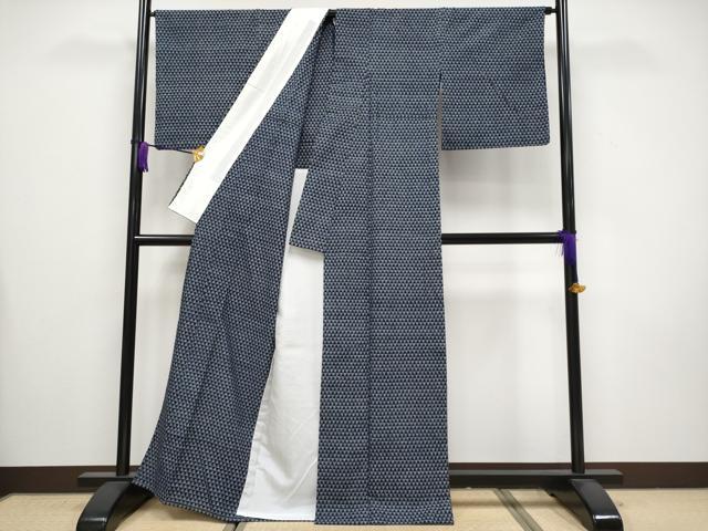 平和屋本店■極上　久留米絣　単衣　鱗文様　綿　逸品　CYAA3567s5