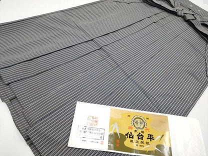 平和屋着物●極上 男性 神代本場仙台平 行灯袴 縞 神尾織物謹製 証紙付き 逸品 CYAA3582s5