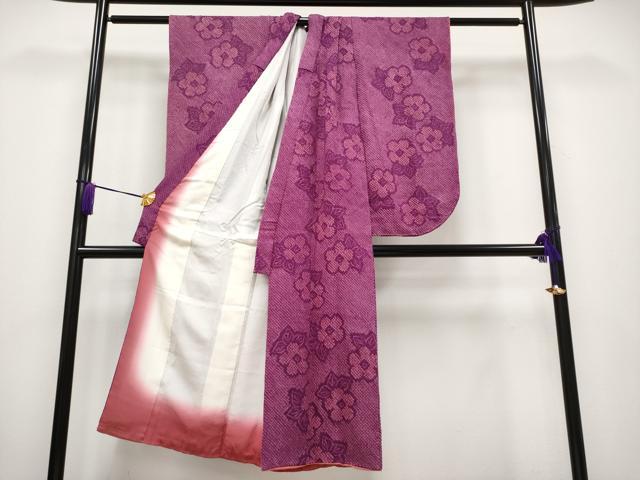 平和屋着物[]極上 七五三 女の子 7歳 祝着 総絞り 舞花文 暗紅色地 逸品 CYAA3584s5