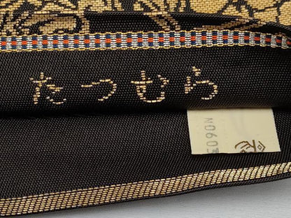 平和屋本店■極上　龍村美術織物　たつむら　六通柄　本袋帯　中牡丹印金錦　黒地　金糸　逸品　未使用　CYAA3592s5
