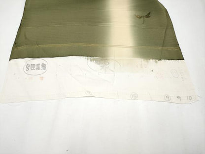 平和屋本店＊ 夏物 世界的友禅作家 千地泰弘 小紋 反物 着尺 絽 トンボ 暈し染 国防色 宮腰織物謹製 逸品 未使用 CYAA3614s5