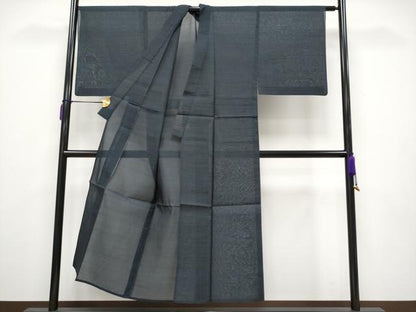 平和屋着物＊極上 夏物 男性 本場大島紬 夏大島 亀甲柄 濃紺地 逸品 CYAA3631s5