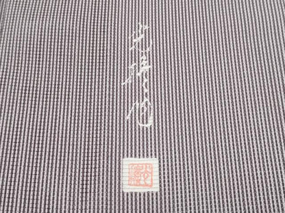 平和屋着物＊極上 夏物 伝統工芸師 服部光擴監修 江戸小紋 絽 堅牢染 引彫り 万筋 白×深紫色 証紙付き 逸品 未使用 CYAA3636s5