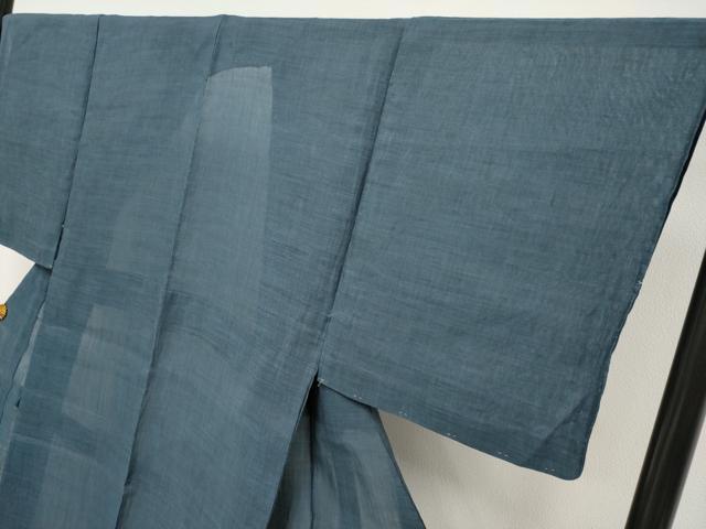 平和屋着物＊極上 夏物 男性 本場小千谷ちぢみ 色無地 鉄御納戸色地 麻 逸品 未使用 CYAA3638s5