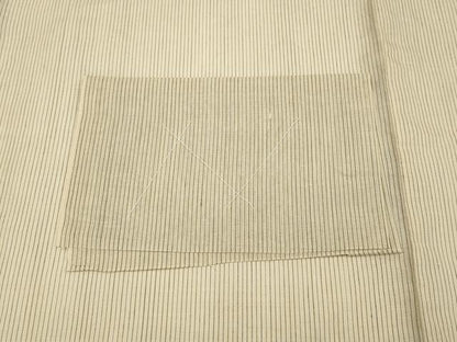 平和屋本店■極上　夏物　石川県指定無形文化財　能登上布　本麻手織上布　山崎仁一作　縞　枯色　証紙・反端付き　逸品 未使用 CYAA3640s5