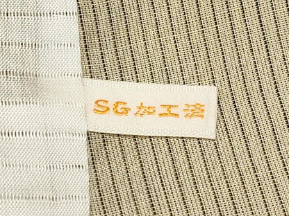 平和屋本店■極上　夏物　石川県指定無形文化財　能登上布　本麻手織上布　山崎仁一作　縞　枯色　証紙・反端付き　逸品 未使用 CYAA3640s5