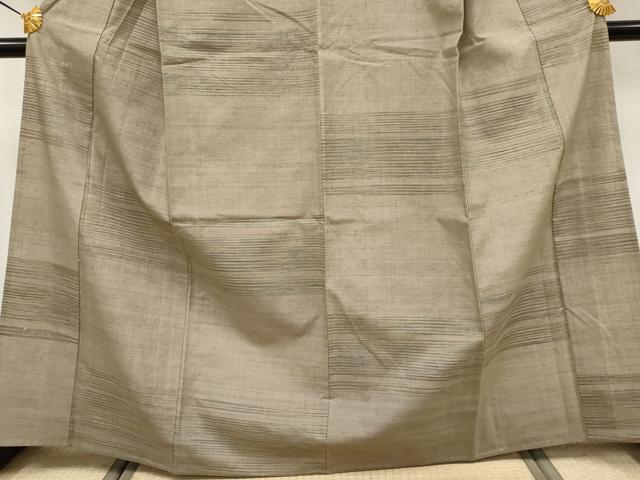 平和屋本店▽極上　日本工芸会正会員　秋山眞和　綾の手紬　手織　本藍染　単衣　横段文　逸品　CYAA3642s5