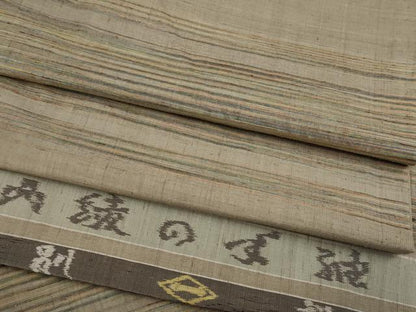 平和屋本店▽極上　日本工芸会正会員　秋山眞和　綾の手紬　手織　本藍染　単衣　横段文　逸品　CYAA3642s5