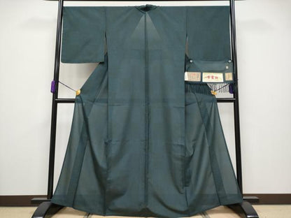 平和屋本店＊極上 夏物 石川県指定無形文化財 夏牛首紬 白山工房 手織り 市松文様 革色地 証紙付き 逸品 未使用 CYAA3643s5