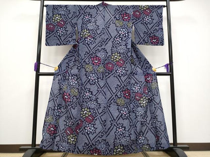 平和屋着物∴極上 夏物 浴衣 有松鳴海絞り 枝花文 綿 逸品 CYAA3650s5