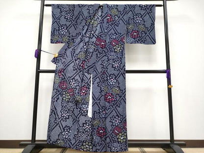 平和屋着物∴極上 夏物 浴衣 有松鳴海絞り 枝花文 綿 逸品 CYAA3650s5