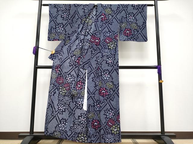 平和屋着物∴極上 夏物 浴衣 有松鳴海絞り 枝花文 綿 逸品 CYAA3650s5