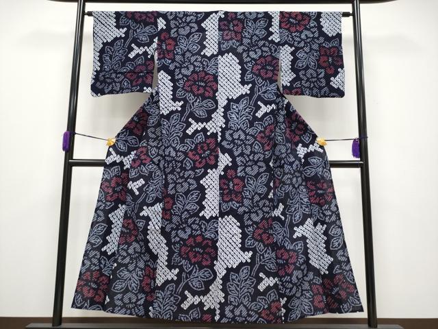 平和屋着物∴極上 夏物 浴衣 有松鳴海絞り 枝花文 綿 逸品 CYAA3652s5