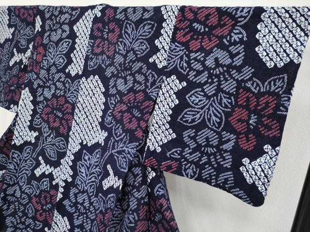 平和屋着物∴極上 夏物 浴衣 有松鳴海絞り 枝花文 綿 逸品 CYAA3652s5