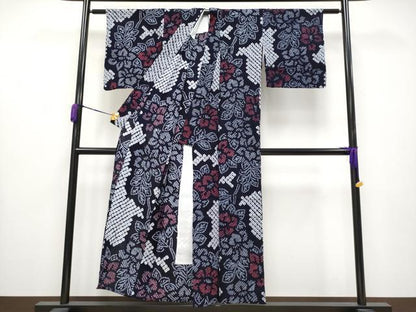平和屋着物∴極上 夏物 浴衣 有松鳴海絞り 枝花文 綿 逸品 CYAA3652s5