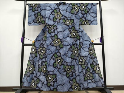 平和屋着物∴極上　夏物　浴衣　有松鳴海絞り　枝花文　綿　逸品　CYAA3656s5