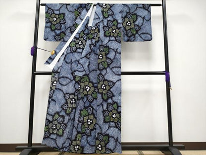 平和屋着物∴極上　夏物　浴衣　有松鳴海絞り　枝花文　綿　逸品　CYAA3656s5