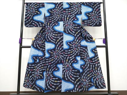 平和屋着物∴極上 夏物 浴衣 有松鳴海絞り 舞花文 綿 逸品 CYAA3657s5