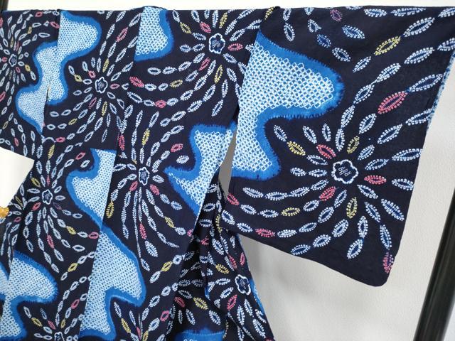 平和屋着物∴極上 夏物 浴衣 有松鳴海絞り 舞花文 綿 逸品 CYAA3657s5