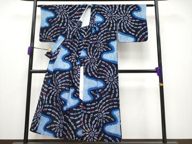 平和屋着物∴極上 夏物 浴衣 有松鳴海絞り 舞花文 綿 逸品 CYAA3657s5