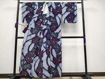 平和屋着物∴極上 夏物 浴衣 有松鳴海絞り 舞蝶文 綿 逸品 CYAA3658s5