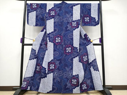 平和屋着物∴極上 夏物 浴衣 有松鳴海絞り 流水花文 綿 逸品 未使用 CYAA3664s5