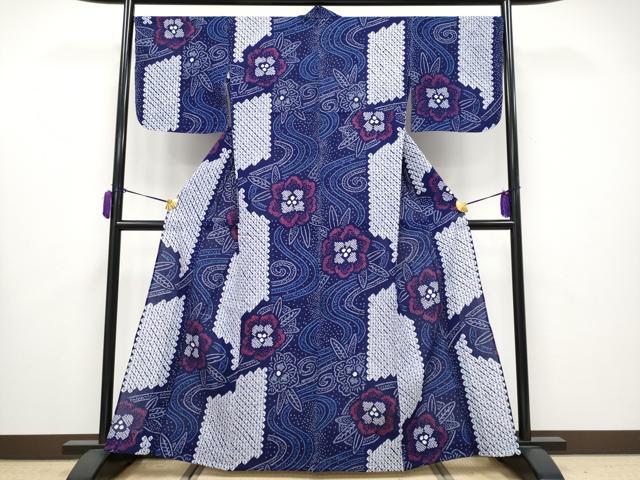 平和屋着物∴極上 夏物 浴衣 有松鳴海絞り 流水花文 綿 逸品 未使用 CYAA3664s5