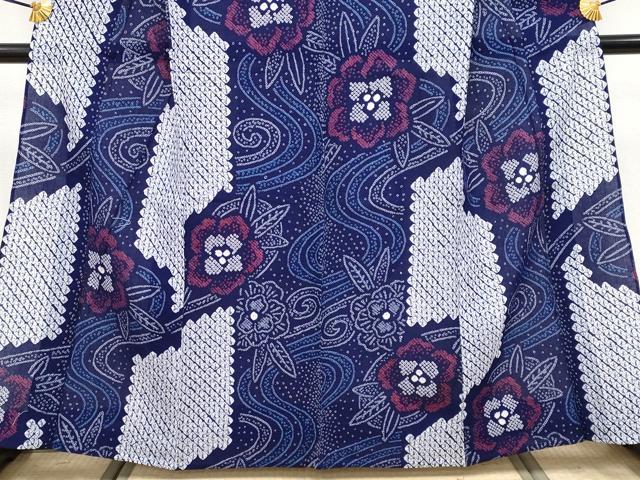 平和屋着物∴極上 夏物 浴衣 有松鳴海絞り 流水花文 綿 逸品 未使用 CYAA3664s5