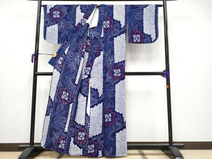 平和屋着物∴極上 夏物 浴衣 有松鳴海絞り 流水花文 綿 逸品 未使用 CYAA3664s5
