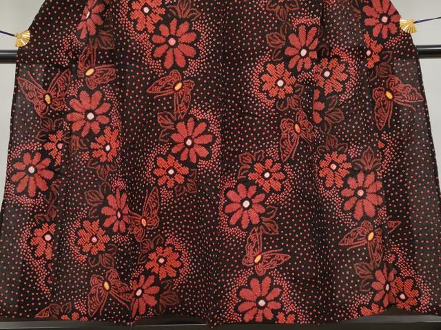 平和屋着物∴極上 夏物 浴衣 有松鳴海絞り 花蝶文 黒地 綿 逸品 CYAA3666s5