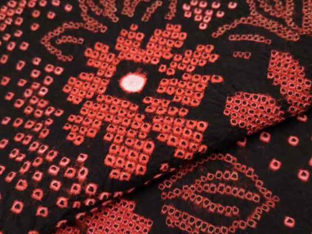 平和屋着物∴極上 夏物 浴衣 有松鳴海絞り 花蝶文 黒地 綿 逸品 CYAA3666s5