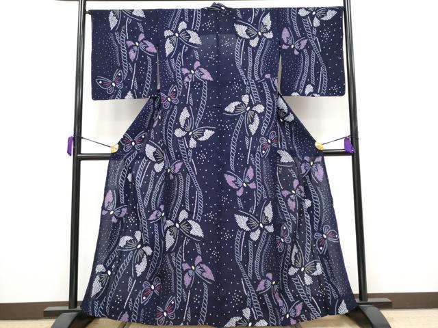 平和屋着物∴極上 夏物 浴衣 有松鳴海絞り 舞蝶文 綿 逸品 未使用 CYAA3669s5