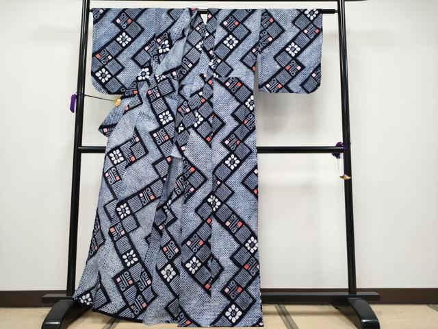 平和屋着物∴極上 夏物 浴衣 有松鳴海絞り 吉祥花文 綿 逸品 CYAA3670s5