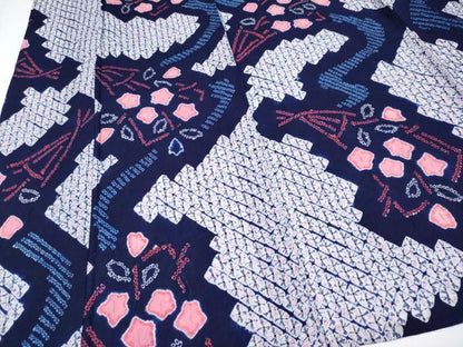 平和屋着物∴極上 夏物 浴衣 有松鳴海絞り 扇面花文 綿 逸品 CYAA3676s5