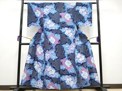 平和屋着物∴極上 夏物 浴衣 有松鳴海絞り 牡丹 綿 逸品 CYAA3677s5