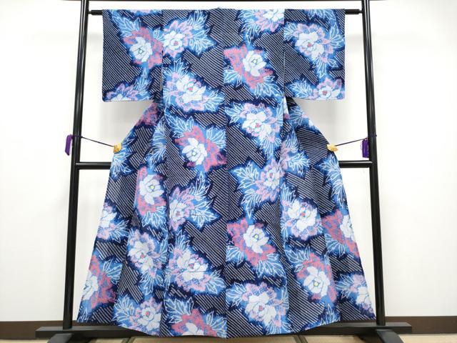 平和屋着物∴極上 夏物 浴衣 有松鳴海絞り 牡丹 綿 逸品 CYAA3677s5