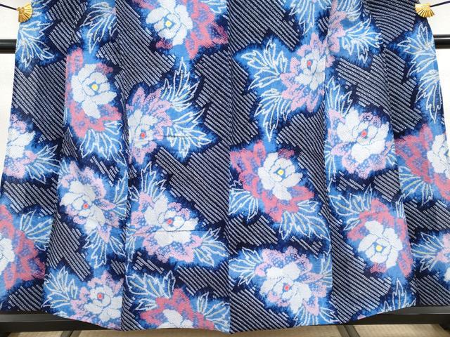 平和屋着物∴極上 夏物 浴衣 有松鳴海絞り 牡丹 綿 逸品 CYAA3677s5