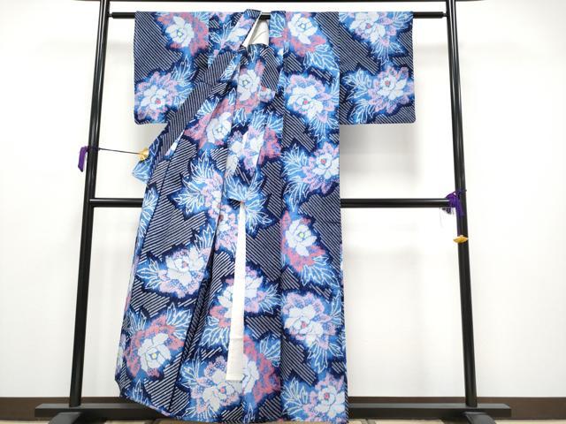 平和屋着物∴極上 夏物 浴衣 有松鳴海絞り 牡丹 綿 逸品 CYAA3677s5