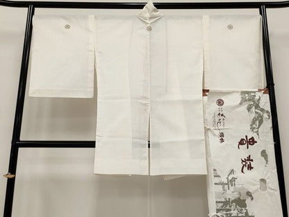 平和屋本店＊希少 夏物 銀座もとじ 能装束 舞台衣装 色無地 紗 練色地 たとう紙付き 逸品 CYAA3684s5