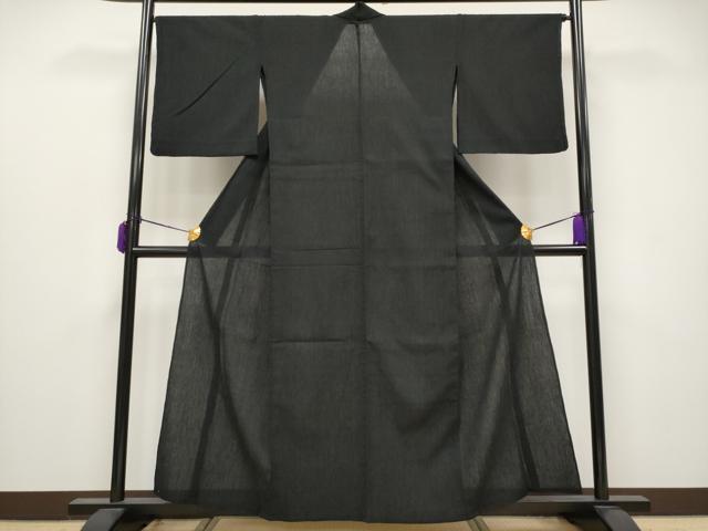 平和屋着物＊極上 夏物 色無地 黒地 やまと誂製 綿×麻 逸品 CYAA3687s5
