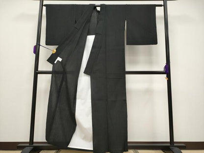 平和屋着物＊極上 夏物 色無地 黒地 やまと誂製 綿×麻 逸品 CYAA3687s5