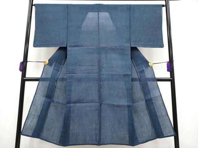 平和屋着物＊極上 夏物 男性 本場小千谷ちぢみ 色無地 藍鉄色地 麻 逸品 未使用 CYAA3688s5
