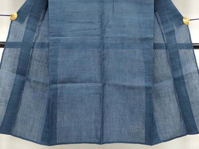 平和屋着物＊極上 夏物 男性 本場小千谷ちぢみ 色無地 藍鉄色地 麻 逸品 未使用 CYAA3688s5