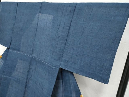 平和屋着物＊極上 夏物 男性 本場小千谷ちぢみ 色無地 藍鉄色地 麻 逸品 未使用 CYAA3688s5