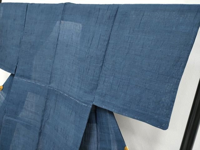 平和屋着物＊極上 夏物 男性 本場小千谷ちぢみ 色無地 藍鉄色地 麻 逸品 未使用 CYAA3688s5