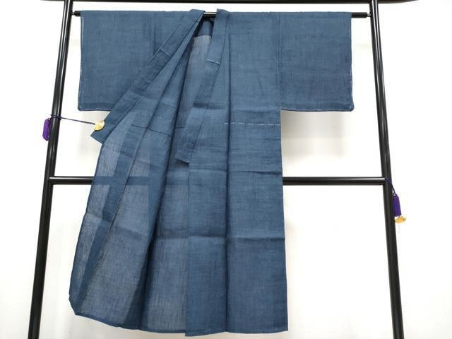 平和屋着物＊極上 夏物 男性 本場小千谷ちぢみ 色無地 藍鉄色地 麻 逸品 未使用 CYAA3688s5