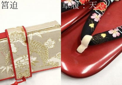 平和屋本店■極上 七五三　女の子　7歳　祝着・つけ帯・草履・バッグ・小物セット　絞り　花夢二　舞花文　金彩　紙箱付き 逸品 CYAA3700s5